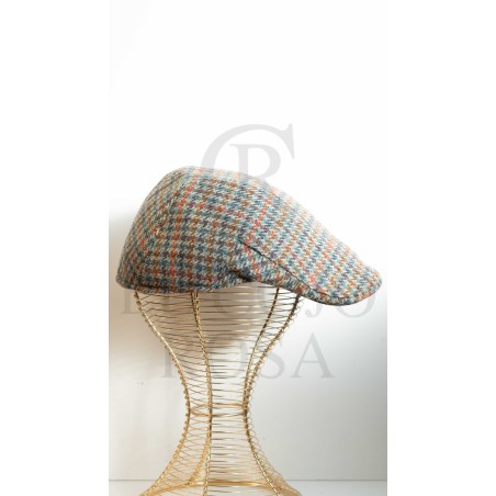 Gorra pata de gallo roja/naranja/tonos azules